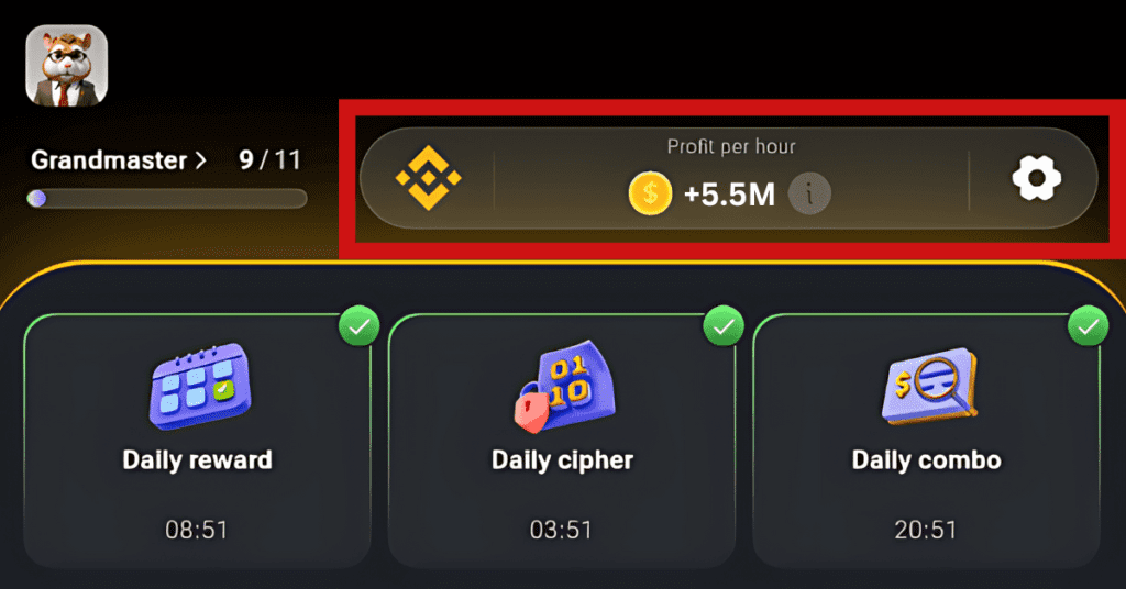 Hamster Kombat profit per hour strategy mining cards